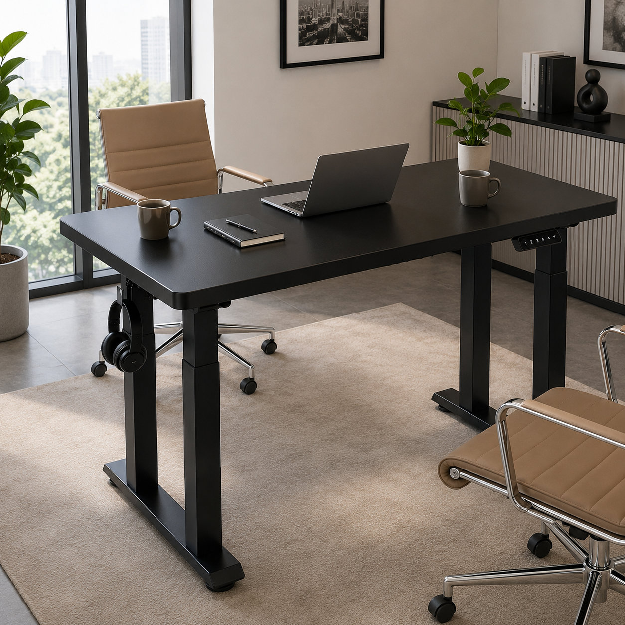 ZY-03 Four-Post Dual-Drive Two-Section Sit-Stand Desk Base – Flexible Width for Project Furniture Dealers