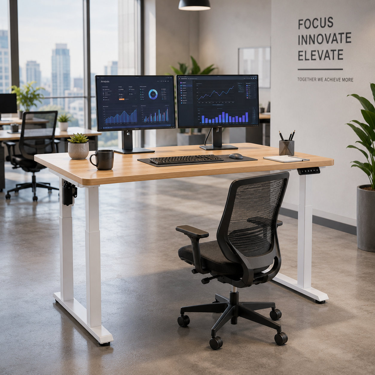 ZY-03 Four-Column Twin-Motor Two-Section Sit-Stand Table Frame – Customizable Supply for Regional Office Chains