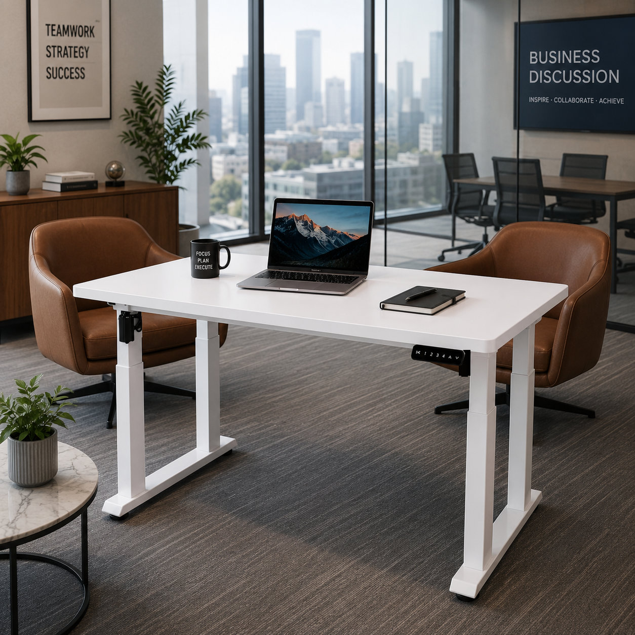 ZY-03 Four-Leg Dual-Motor Electric Sit-Stand Desk Base – Wide Adjustable Frame for Corporate Workstations