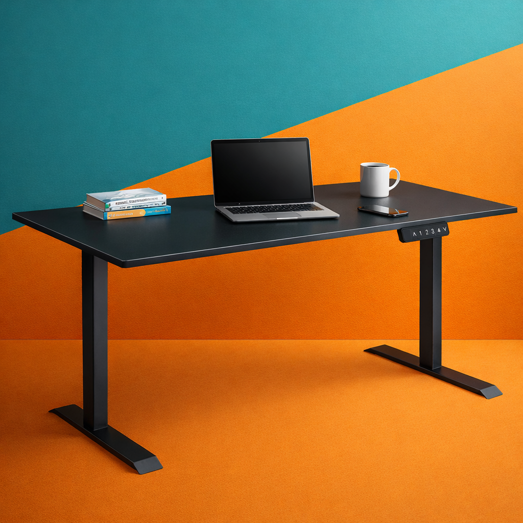 ZY-02 Electric Standing Desk with Green Frame Wall Workspace