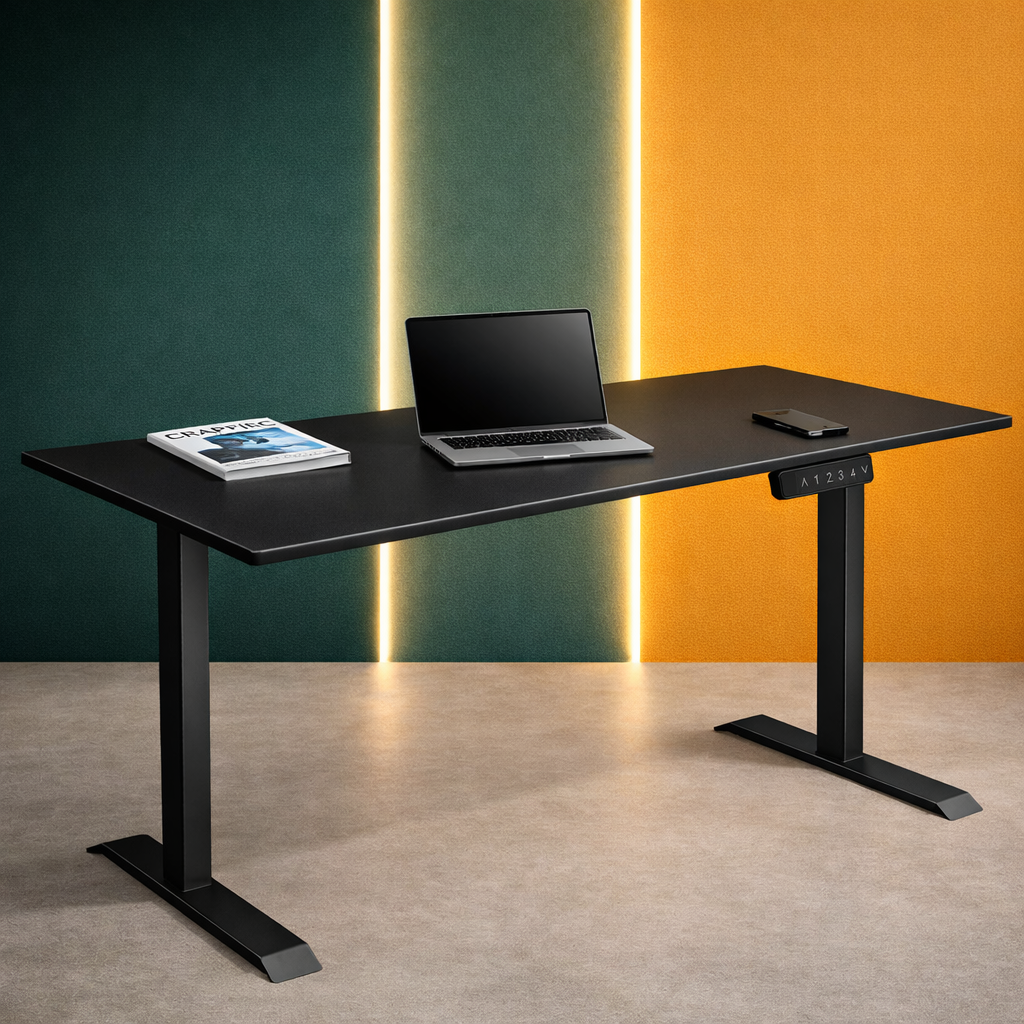ZY-02 Electric Standing Desk with Blue Yellow Circle Design Workspace