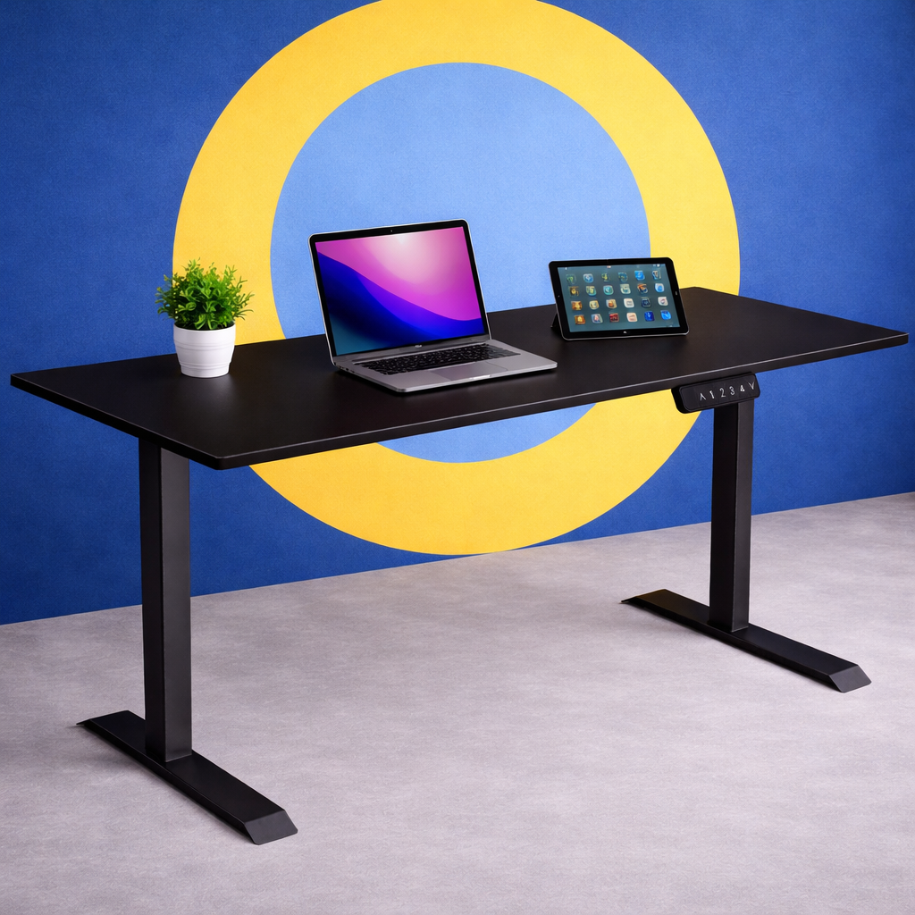 ZY-02 Electric Standing Desk with Green Orange Light Wall Workspace