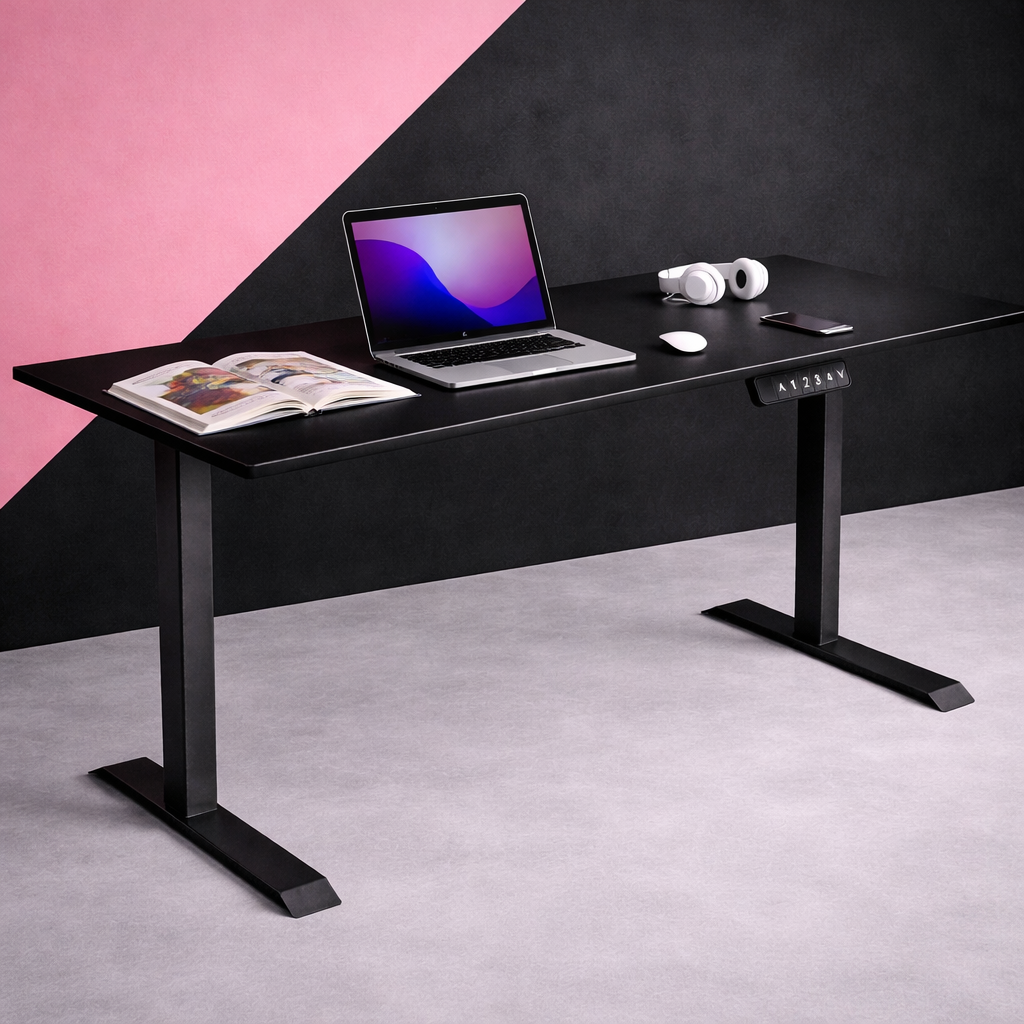 ZY-02 Electric Standing Desk with Wood Green Art Wall Workspace