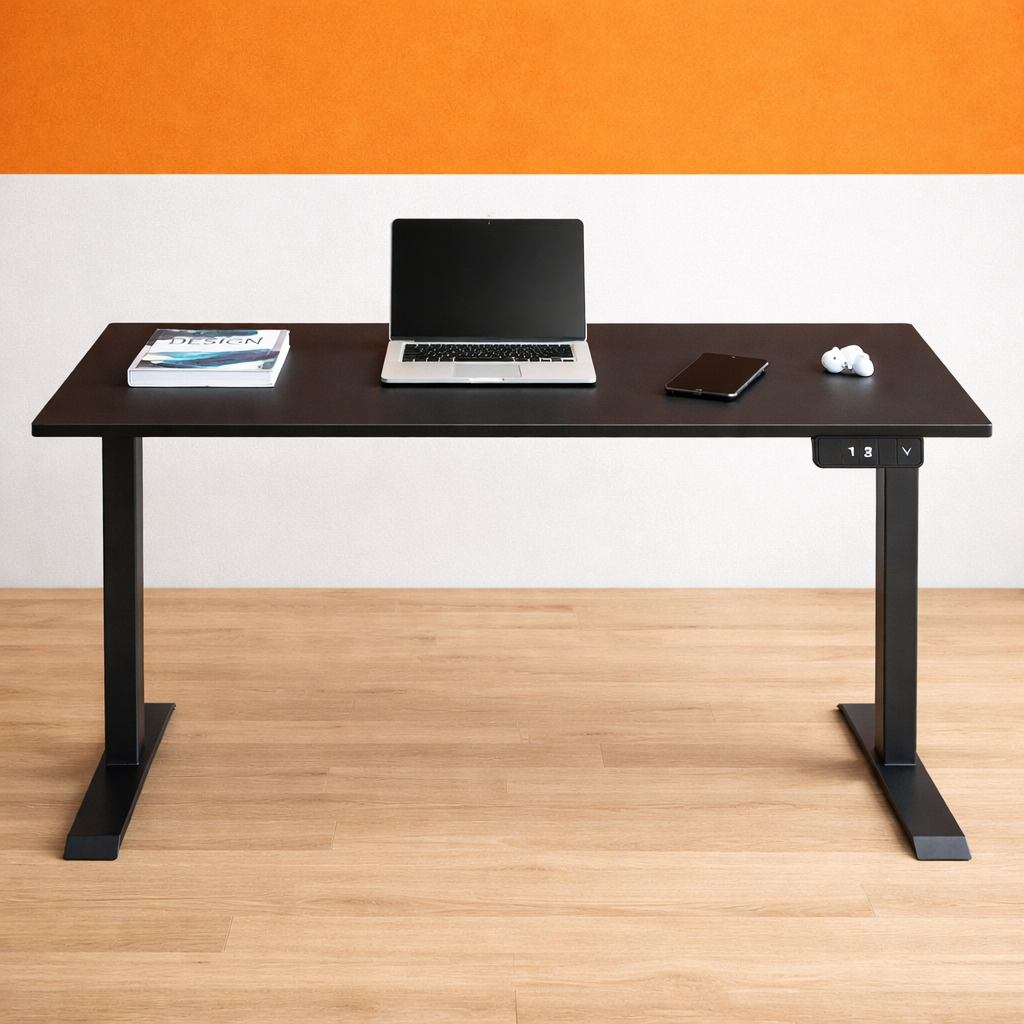 ZY-02 Electric Standing Desk with Green Orange Modern Wall Workspace