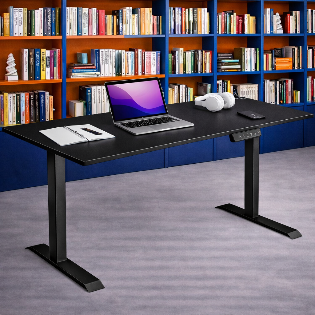 ZY-02 Electric Standing Desk with Yellow Blue Cabinet Creative Office