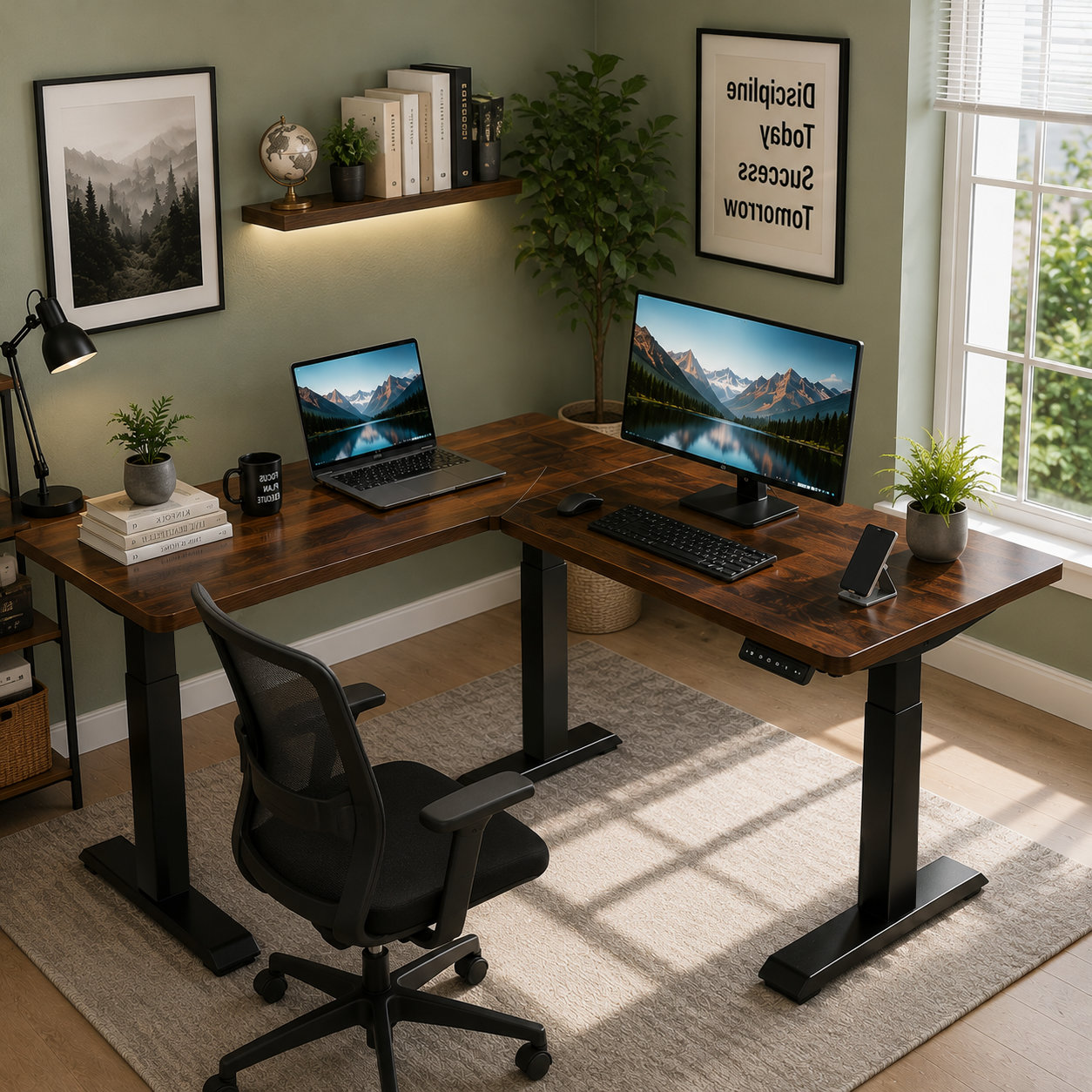 L-Shaped Single Motor Adjustable Corner Desk Frame with Market-Specific Desktop Flexibility for Furniture Importers