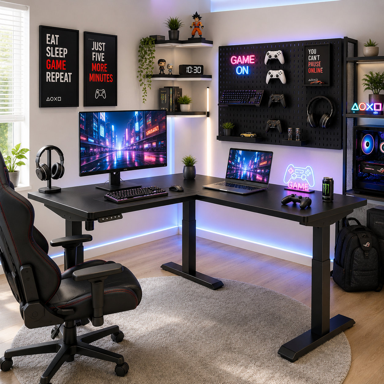 L-Shaped Single Motor Adjustable Workstation Frame with Corner Space Efficiency for Shared Offices