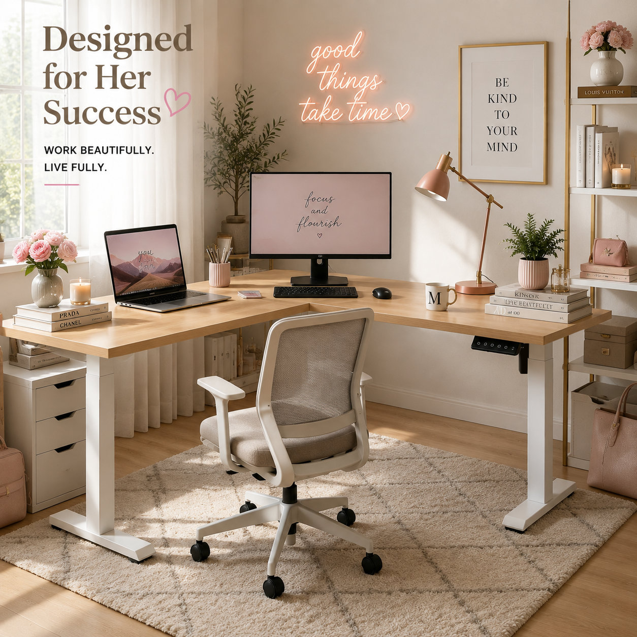 L-Shaped Single Motor Electric Height Adjustable Desk Base with Local Desktop Sourcing for Regional Distributors