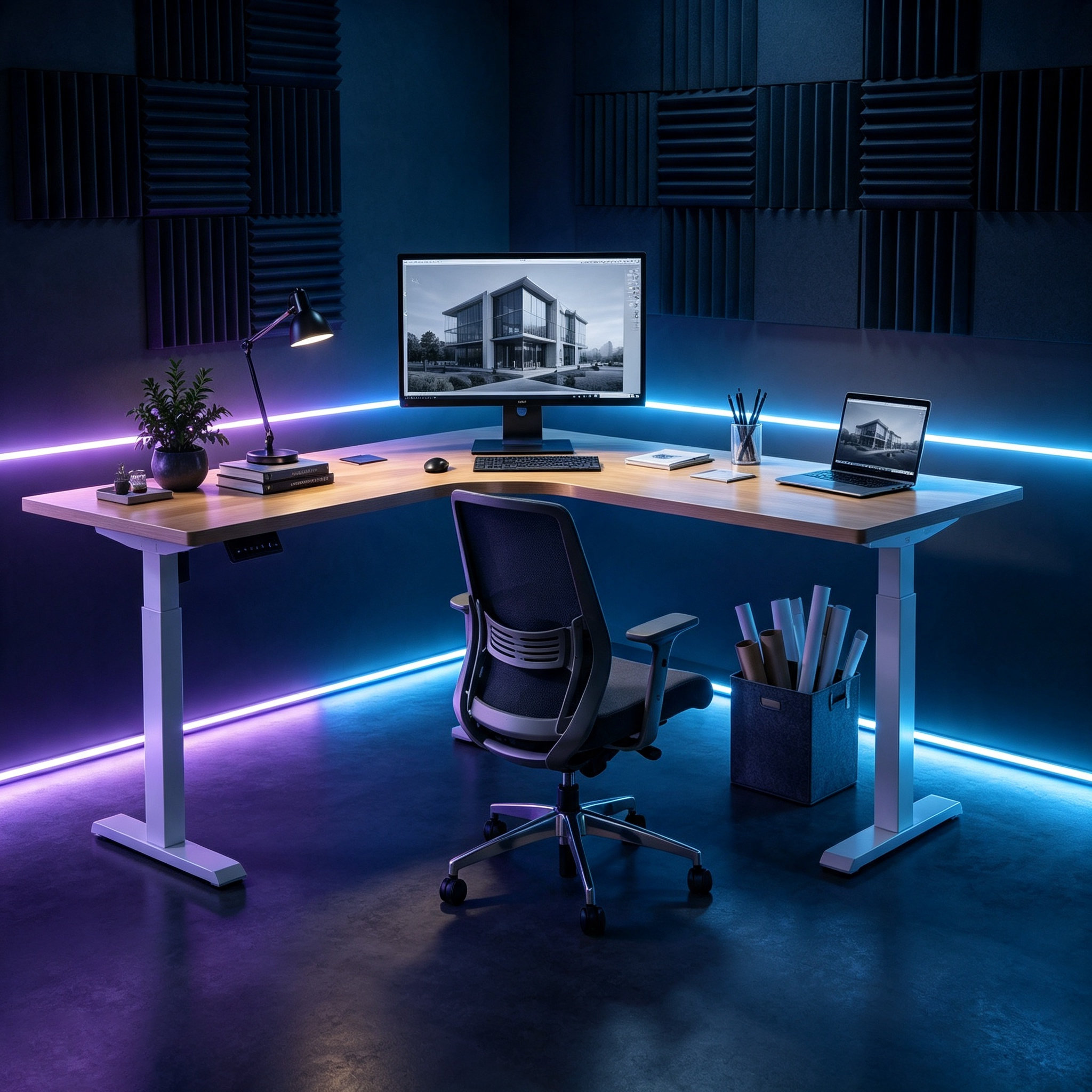 L-shaped Electric Ergonomic Desk Base with Scalable Frame Platform for Multi-Branch Offices