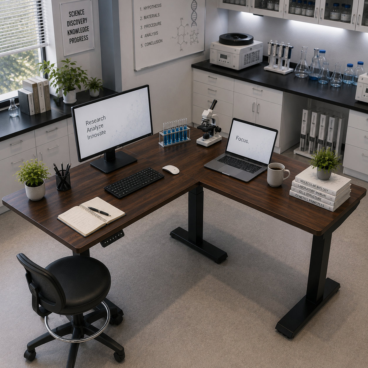 L-shaped Adjustable-Height Office Desk with Flexible Desktop Compatibility for Furniture Wholesalers