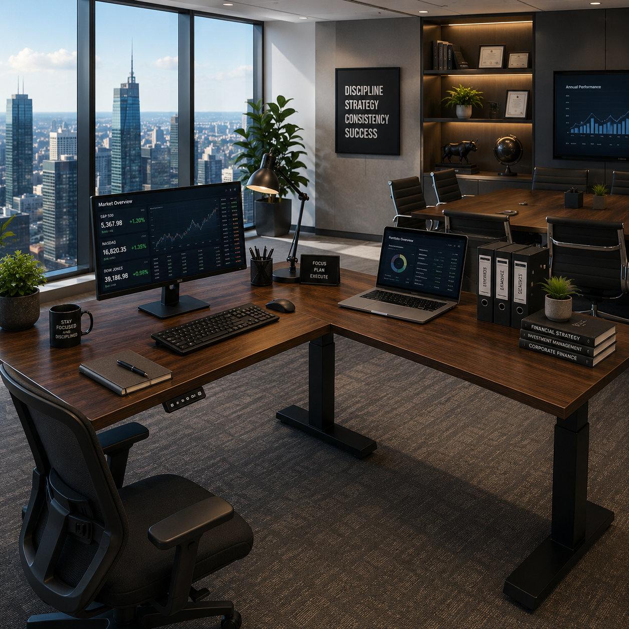 L-shaped Single-Motor Reception Workstation with Flexible Return Configuration for Front Office Areas