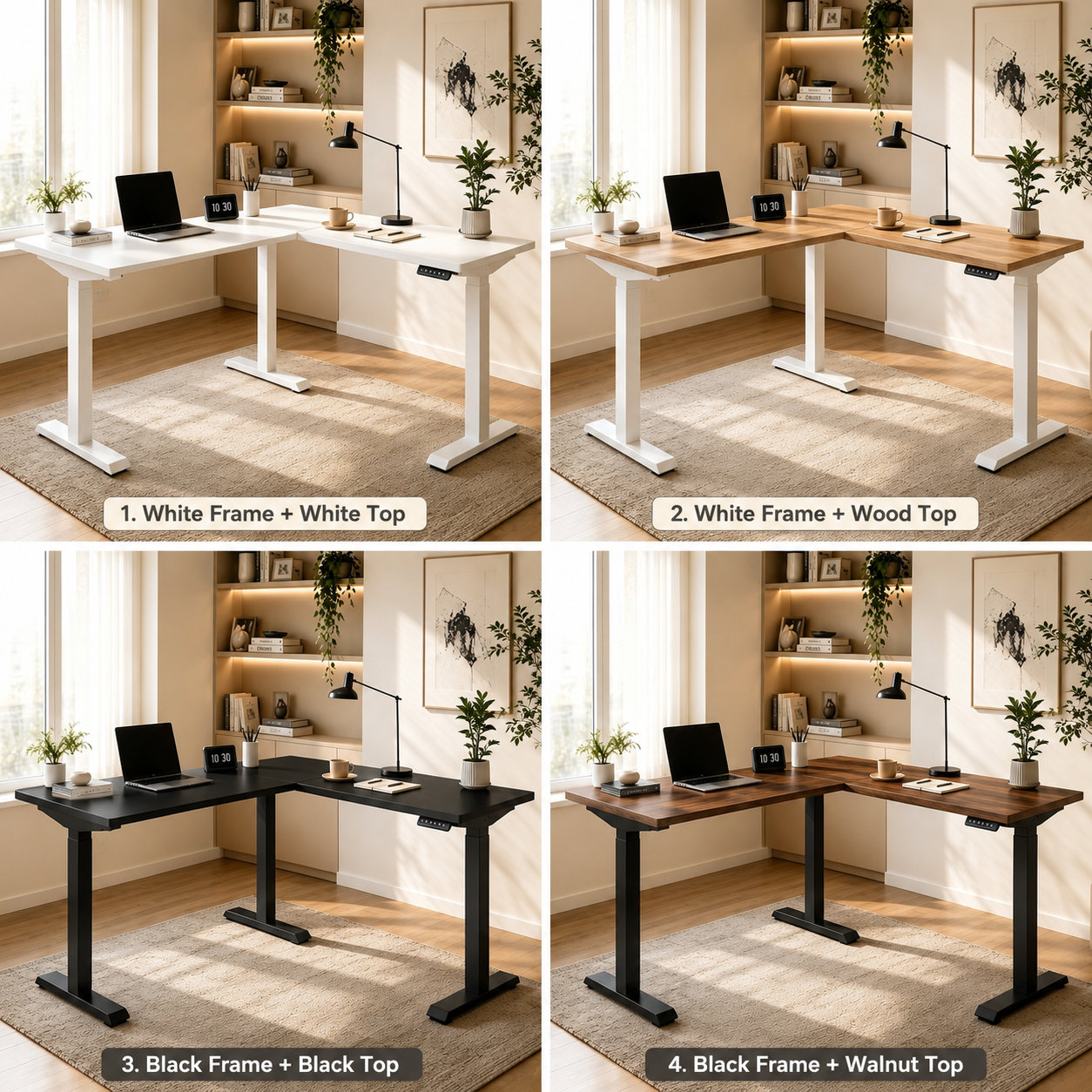 L-Shaped Electric Standing Desk with Advanced Workspace Optimization and Ergonomic Enterprise Office Furniture Solution