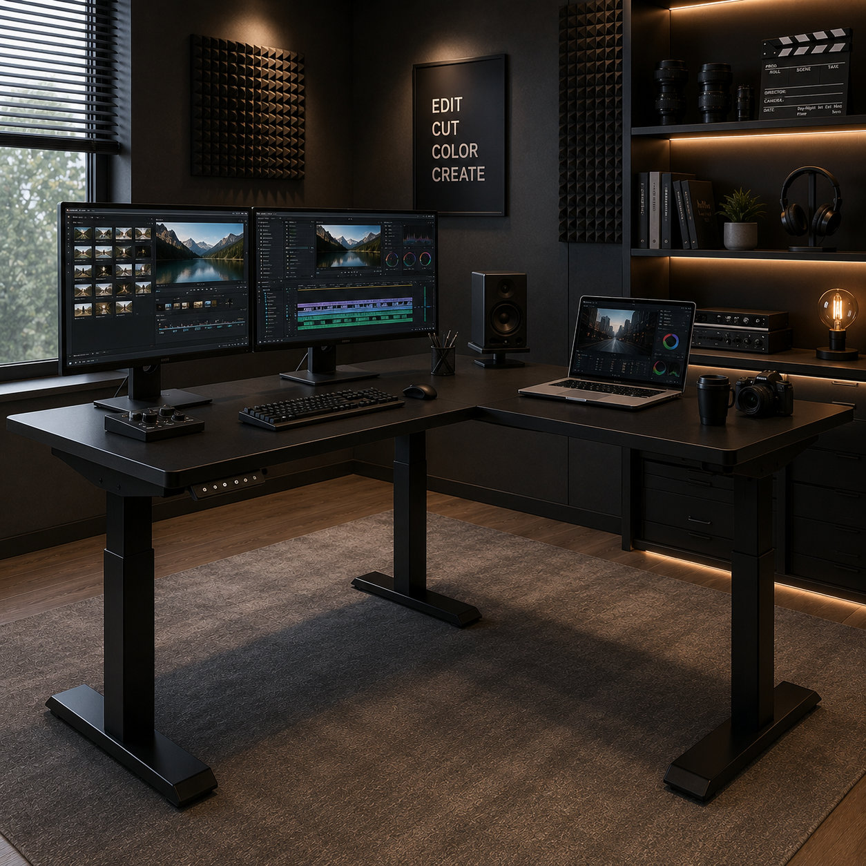 L-Shaped Electric Standing Desk with Industrial Grade Stability and Advanced Commercial Workspace Performance