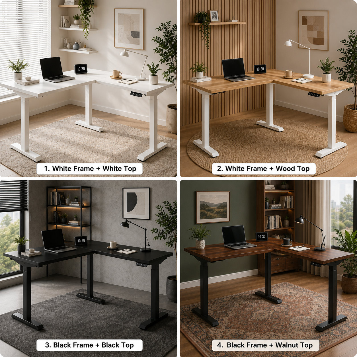 L-Shaped Electric Standing Desk with High Performance Motor System and Flexible Commercial Office Layout Design