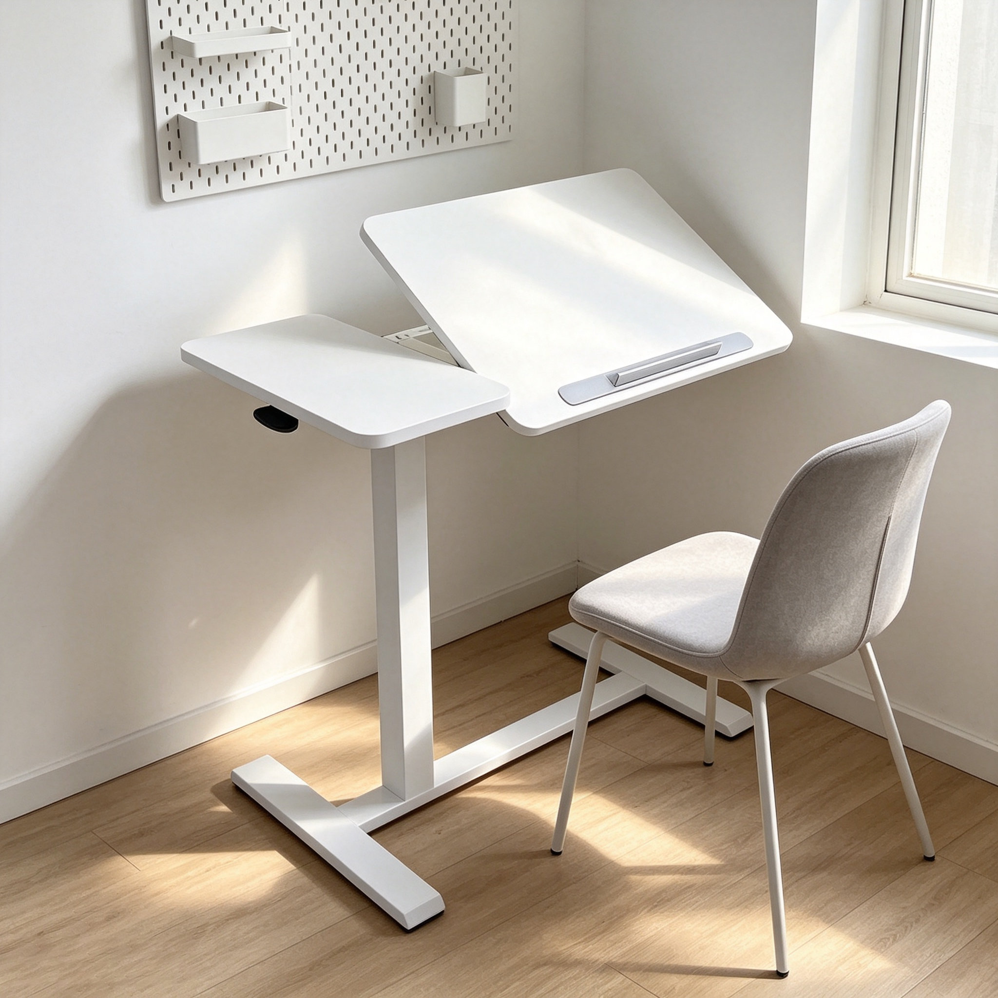 DY-03 Pneumatic Overbed Laptop Stand, One-Touch Height Control and Dual-Surface Layout for Rehabilitation Wards