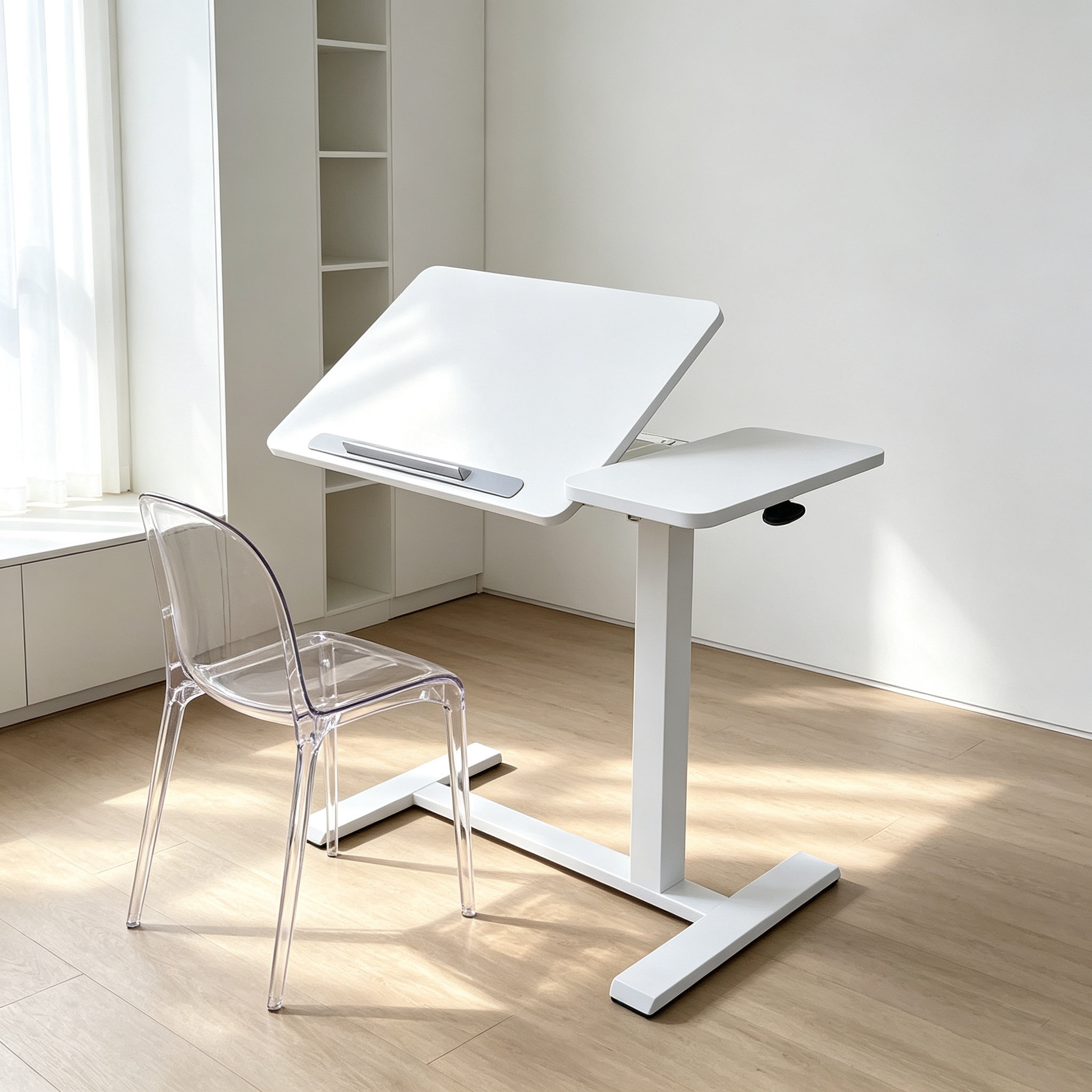 DY-03 Gas-Lift Compact Presentation Desk, Stable Single-Column Platform for Training Rooms and Clinics