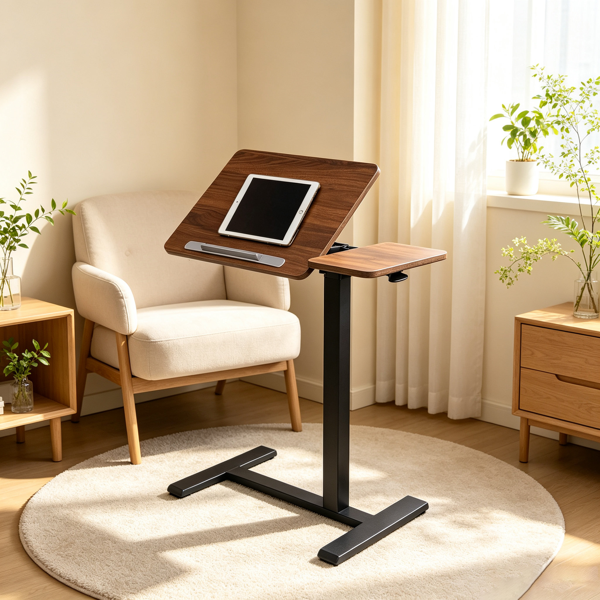 DY-03 Single-Pedestal Laptop Cart Alternative, Space-Efficient Base for Hotel Suites and Dormitories