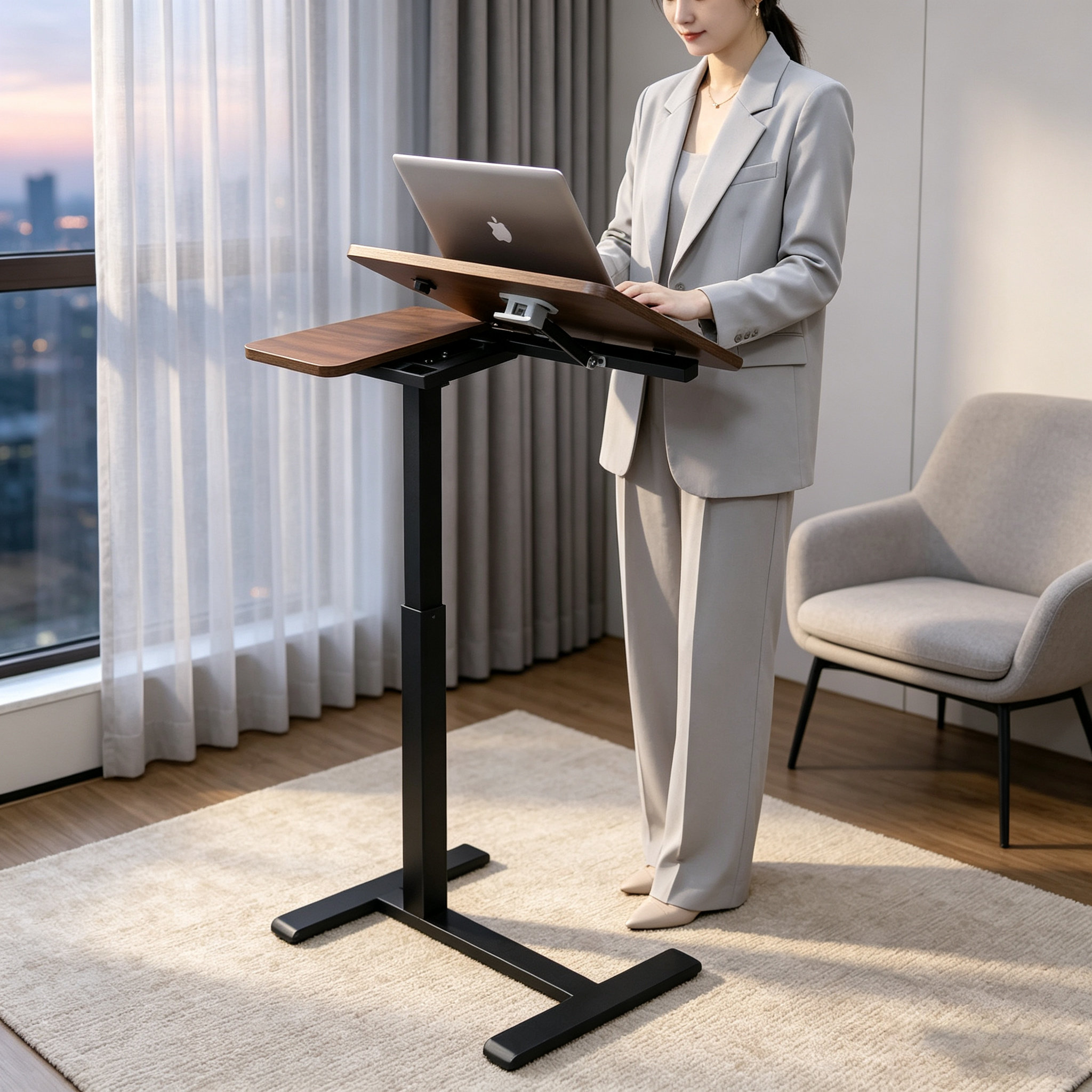 DY-03 Compact Over-Recliner Work Desk, Wide Height Range and Side Shelf for Senior Apartments