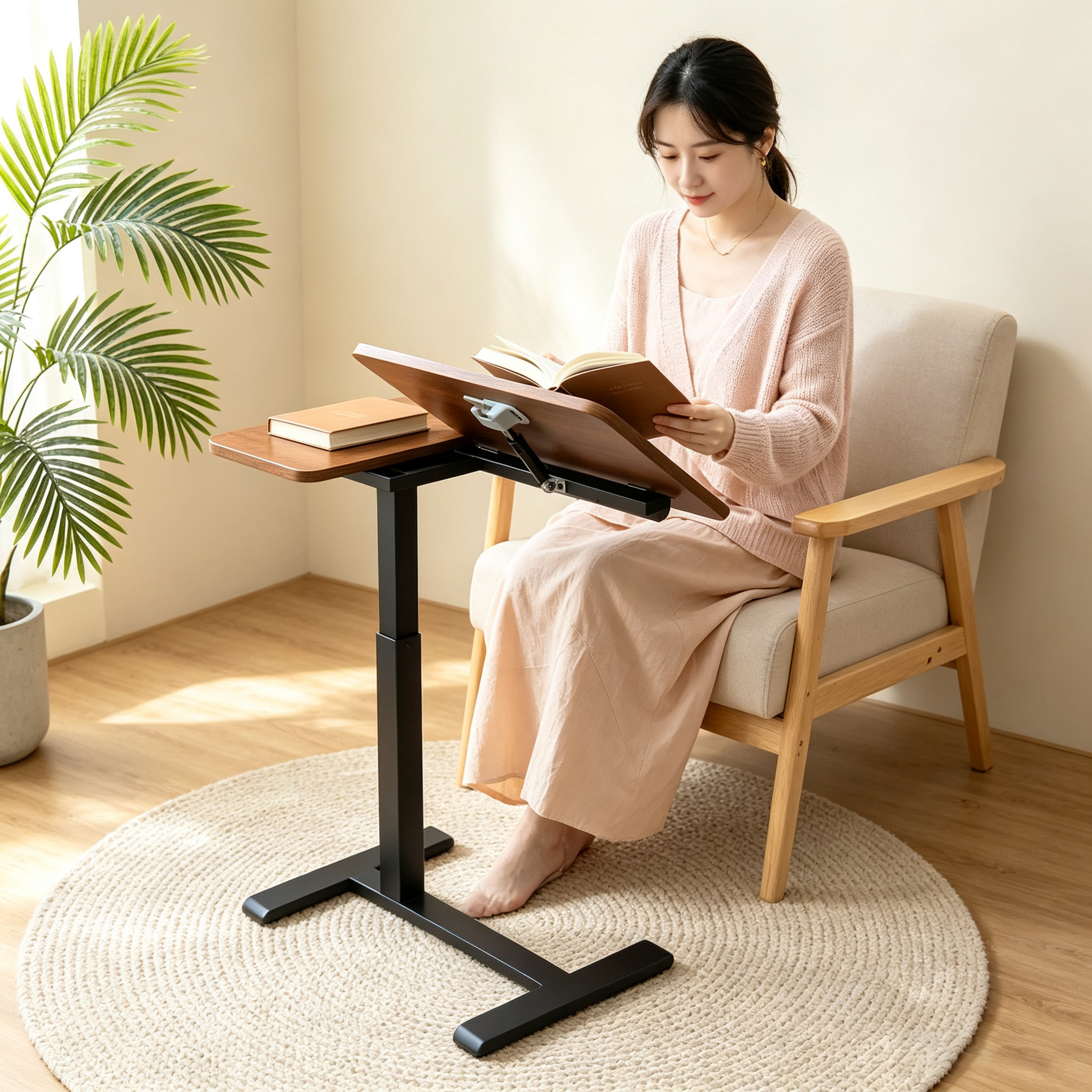 DY-03 Pneumatic Sofa Laptop Table, Low-Profile Stable Base for Living Rooms and Recliner Work