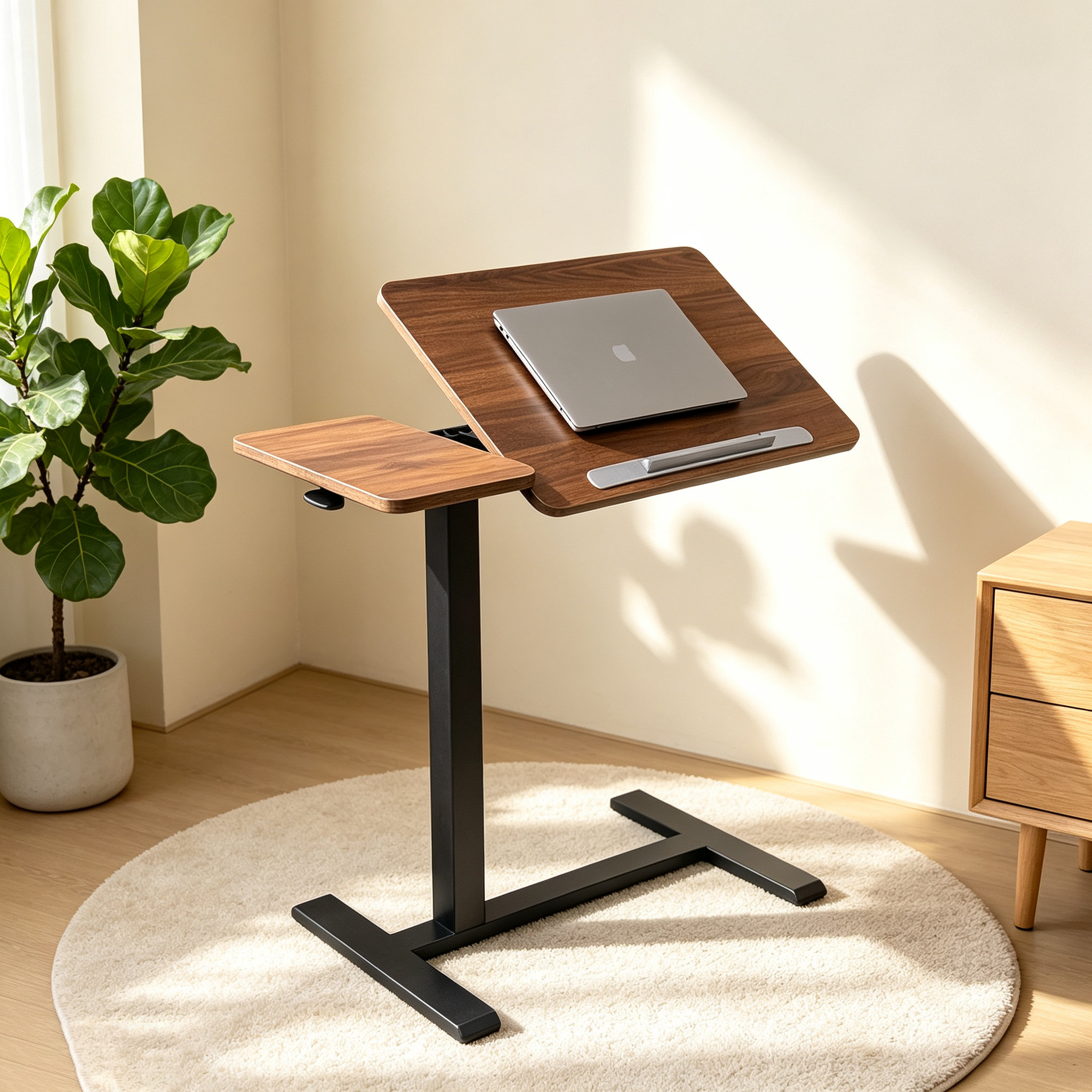 DY-03 Gas Spring Bedside Laptop Table, Smooth One-Hand Height Adjustment for Bedrooms and Senior Living