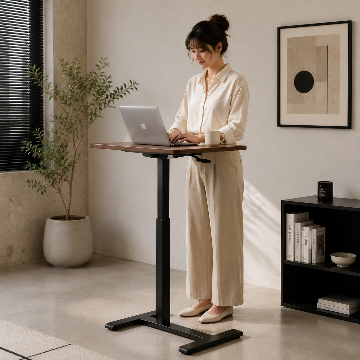 DY-03 Pneumatic Laptop Workstation, Open-Base Access Advantage for Hospital and Clinic Offices