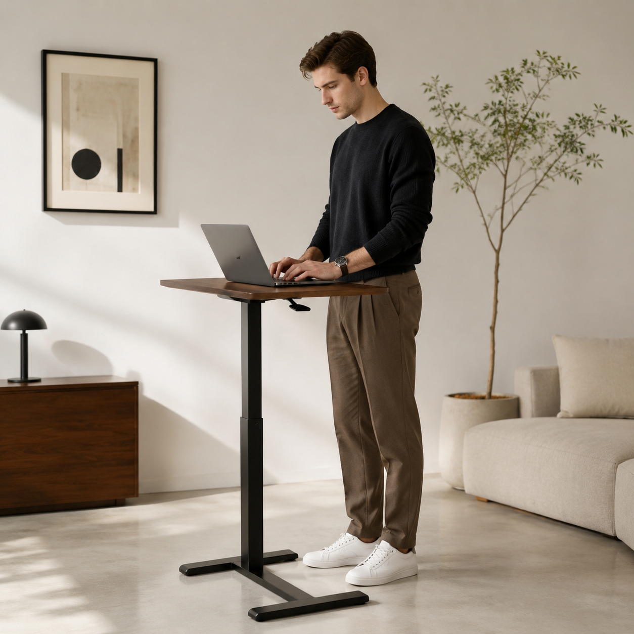 DY-03 Manual Gas Spring Lift Desk, Fast Lever Adjustment for Warehouse Packing Stations