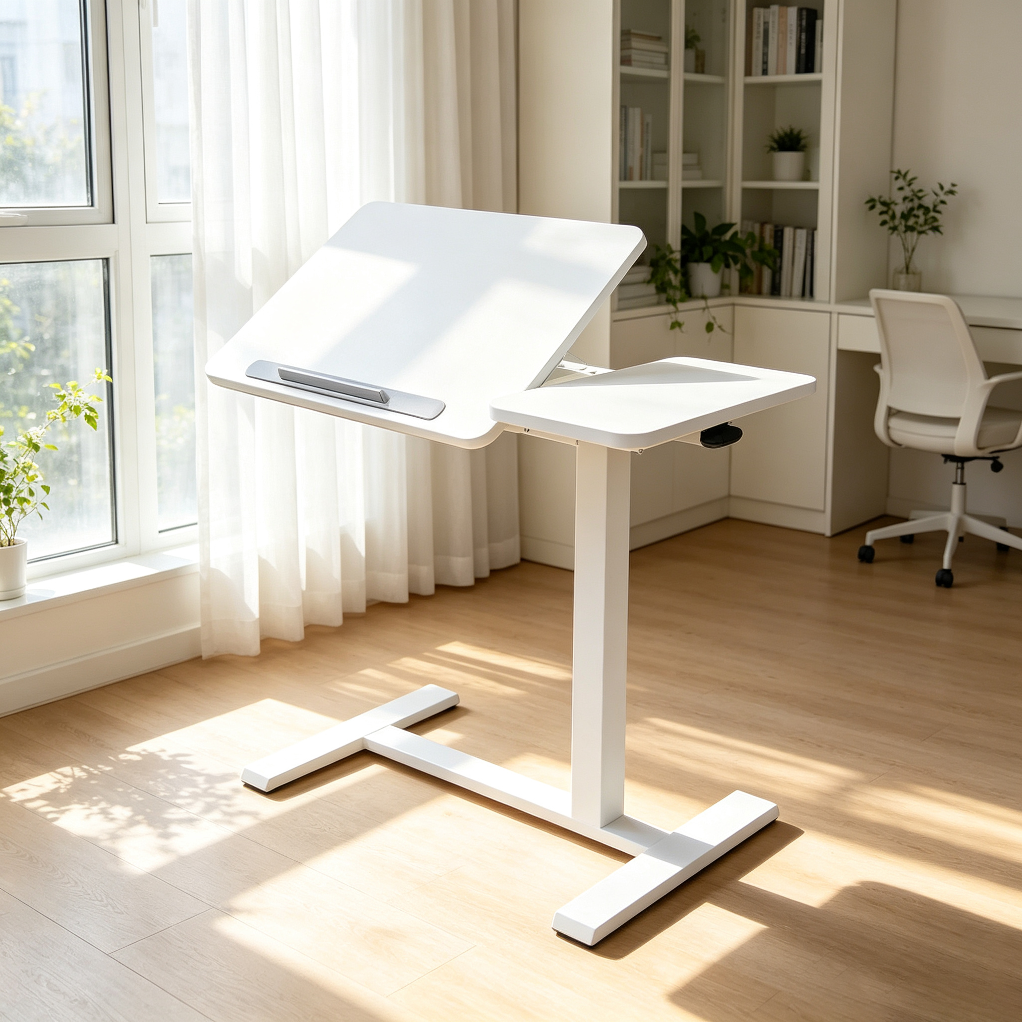 DY-03 Pneumatic Single-Column Workstation, Small-Footprint Flexibility for Boutique Hotel Business Lounges
