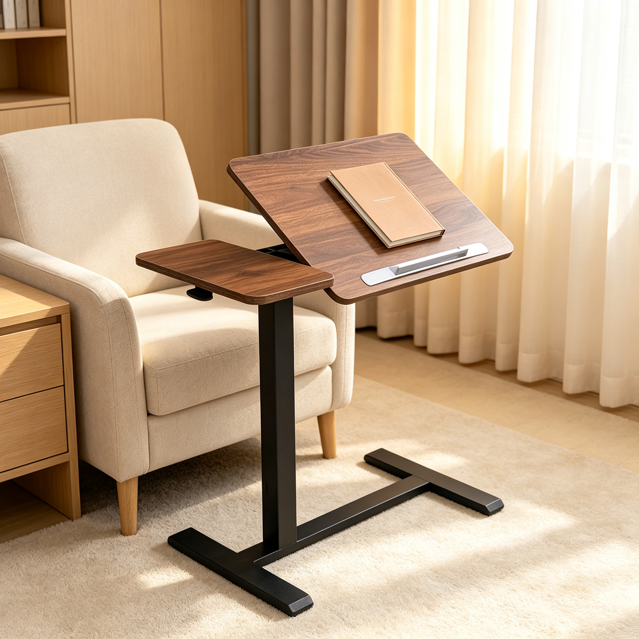 DY-03 Pneumatic Side-Shelf Workstation, Separated Accessory Zone for Customer Service Kiosks