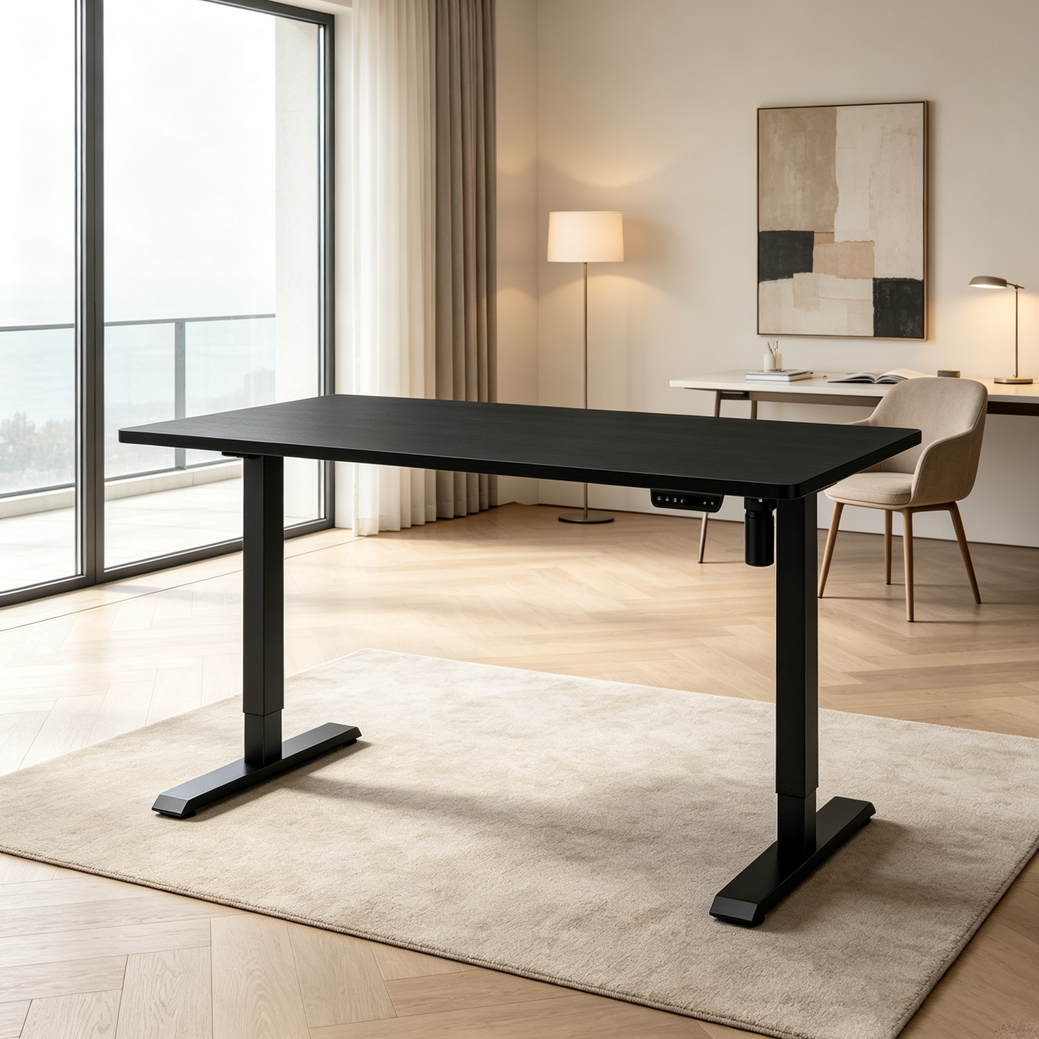 FY-02 Single Motor Two-Stage Standing Desk Frame - 950-1450mm Telescopic Width for Architecture Studio Workstations