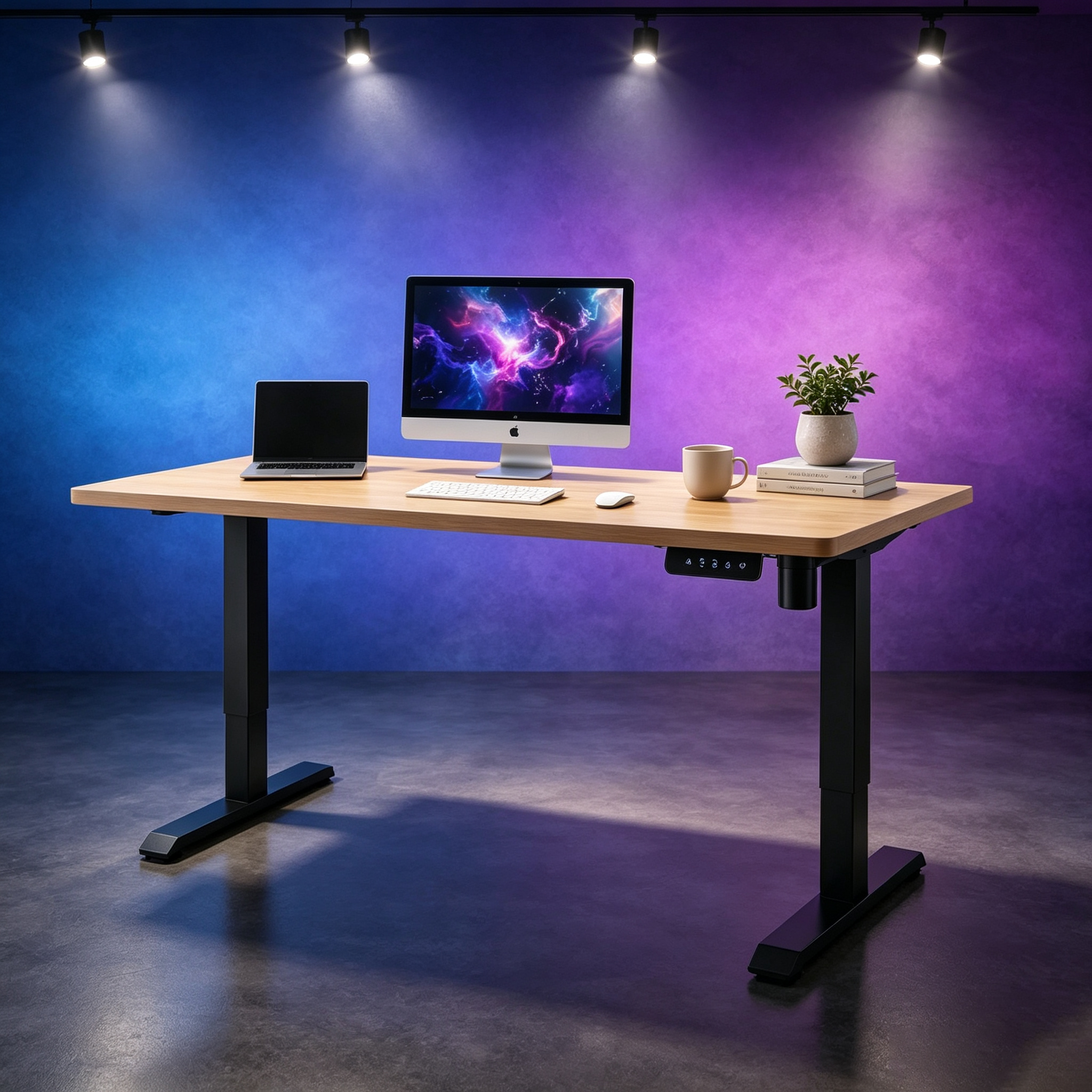 DK-02 Electric Office Desk Frame with Compact 600 mm Feet for Small Workspace Fit-Outs