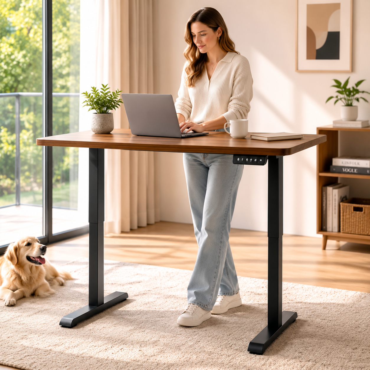 DK-02 Two-Stage Motorized Desk Support with Compact Logistics for Cross-Border E-Commerce Warehouses