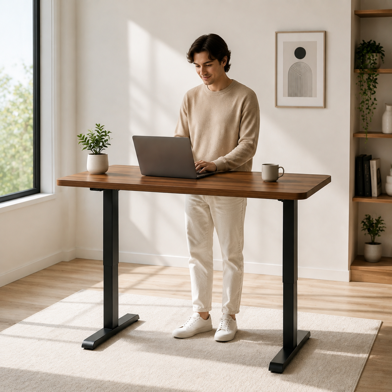 DK-02 Single Motor Office Table Chassis with Adaptable Width Options for Banking and Financial Service Offices