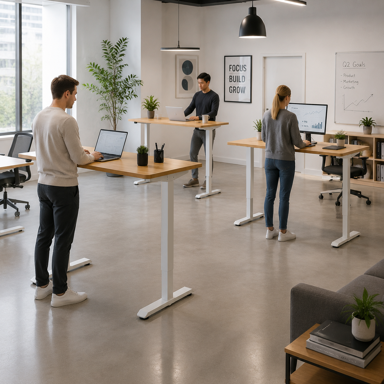 DK-02 Two-Level Height Adjustable Desk Stand with Efficient Steel Construction for Healthcare Administration Areas