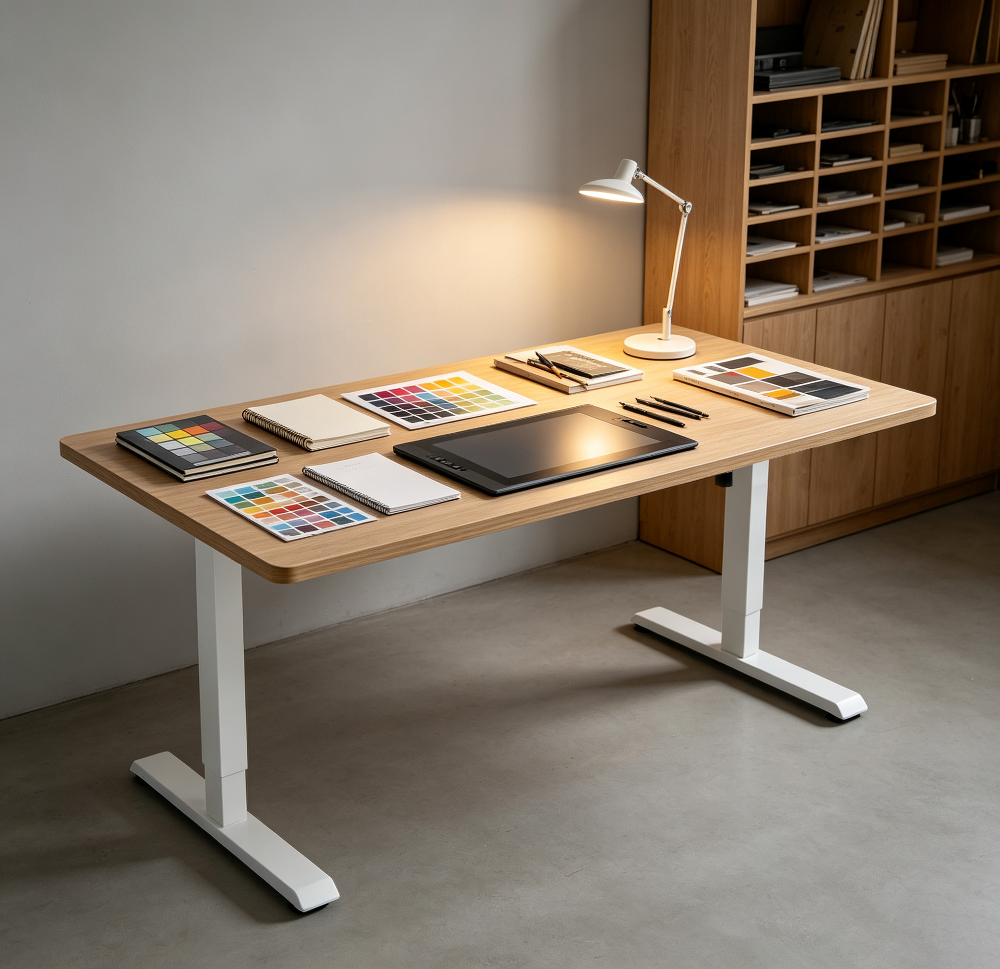 DK-02 Electric Two-Step Desk Frame with Adjustable Span for Hotel Back-Office Workstations