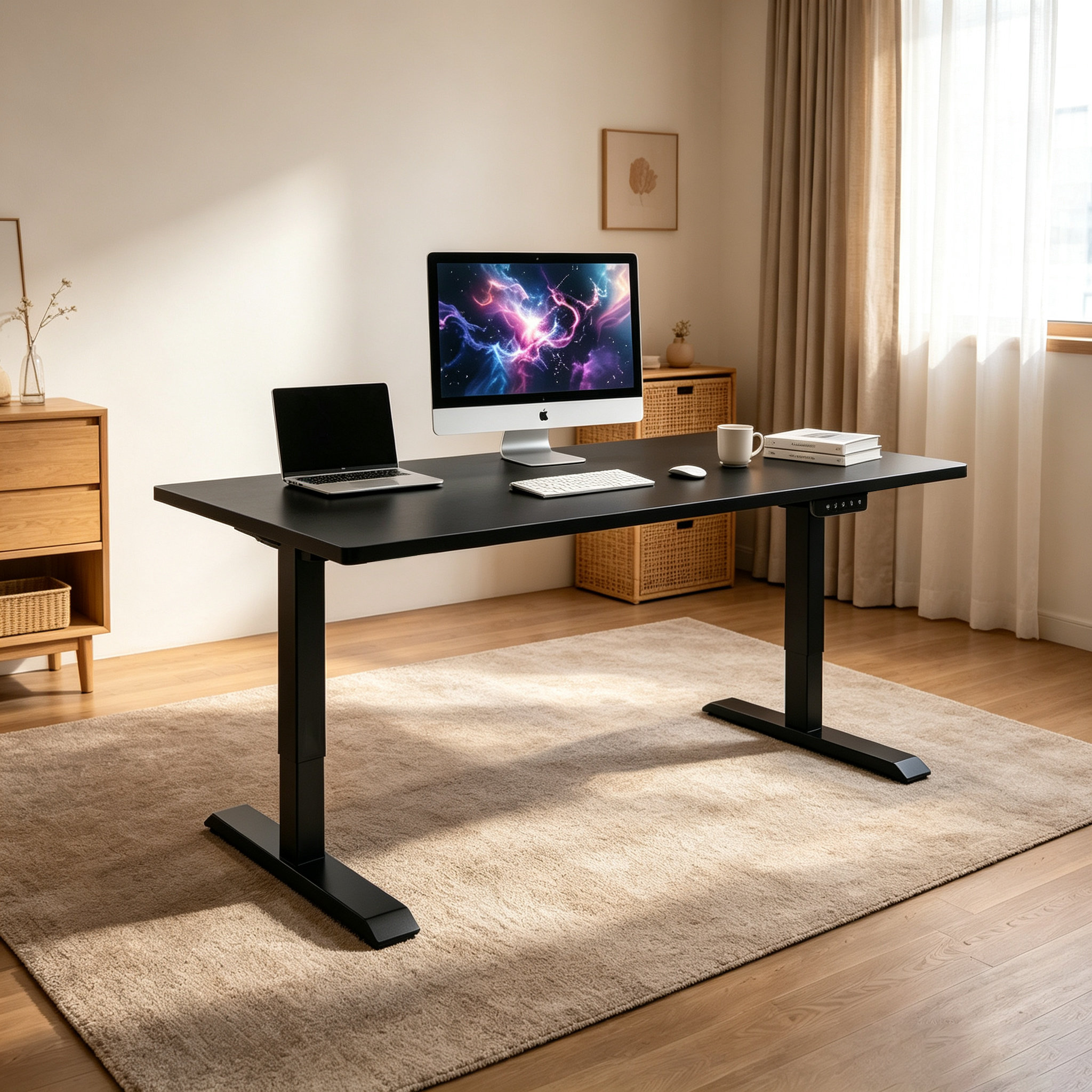 DK-02 Entry-Level Height Adjustable Workstation Frame with 495 mm Top Supports for Commercial Office Fit-Outs