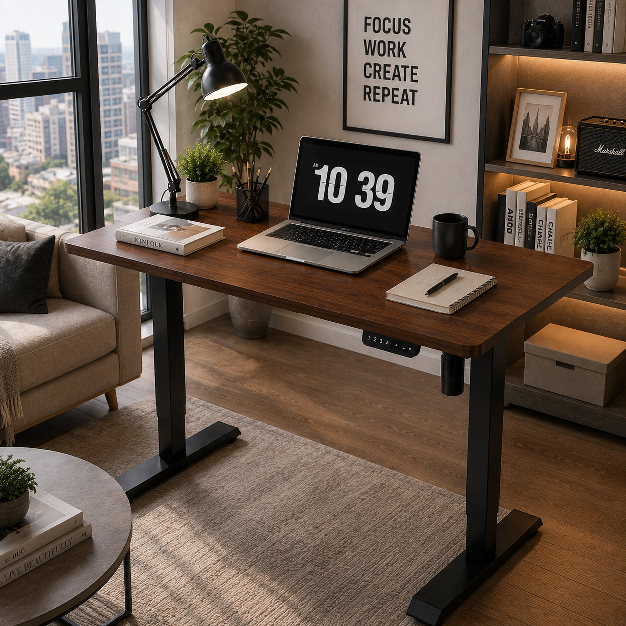 DK-02 Economical Single Motor Sit Stand Desk Base with Multi-Width Frame for Corporate Workstations