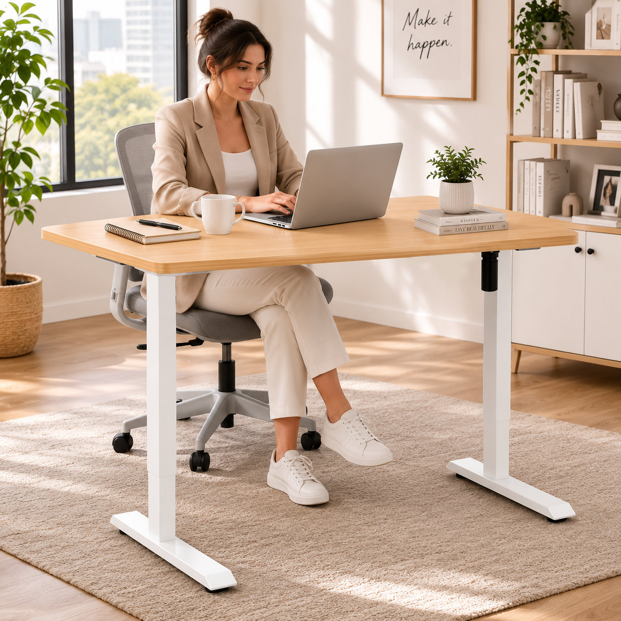 DK-02 Economical Adjustable Desk Base with Multi-Width Configuration for Contract Office Furniture Supply
