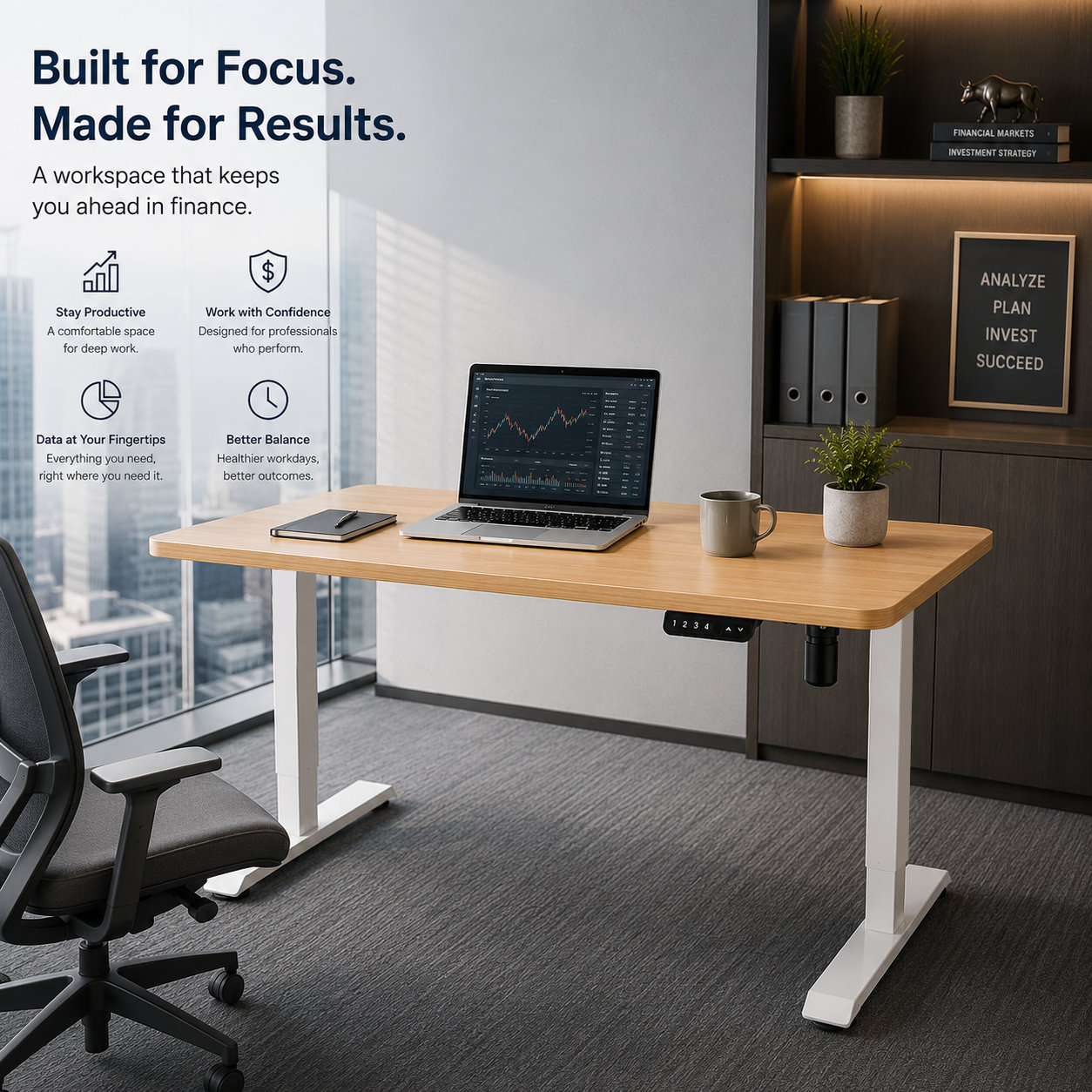 DK-02-01 Single Motor Electric Height Adjustable Desk Frame, Economical Inverted Column Design for Office Furniture Distributors