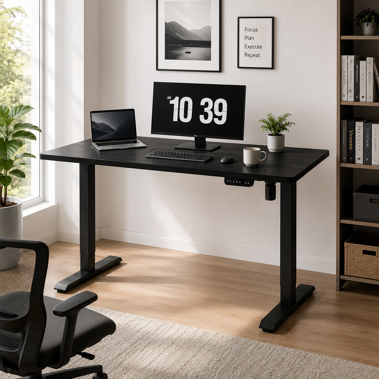 DK-02-01 Single Motor Electric Workstation Legs, Affordable Compact Inverted Frame for Healthcare Administration Offices
