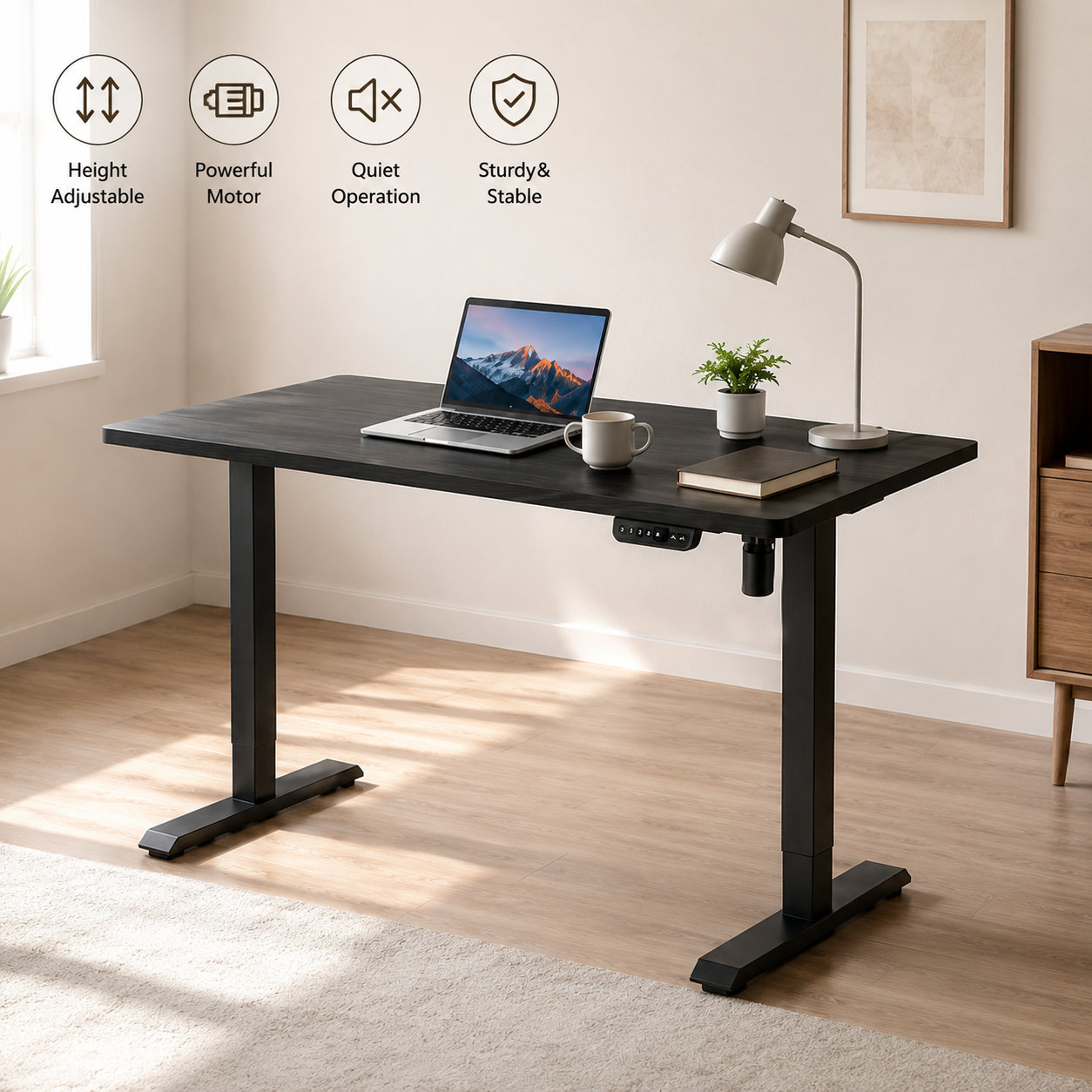 DK-02-01 Single Motor Electric Standing Desk Underframe, Value-Engineered Adjustable Width Design for Library Study Areas