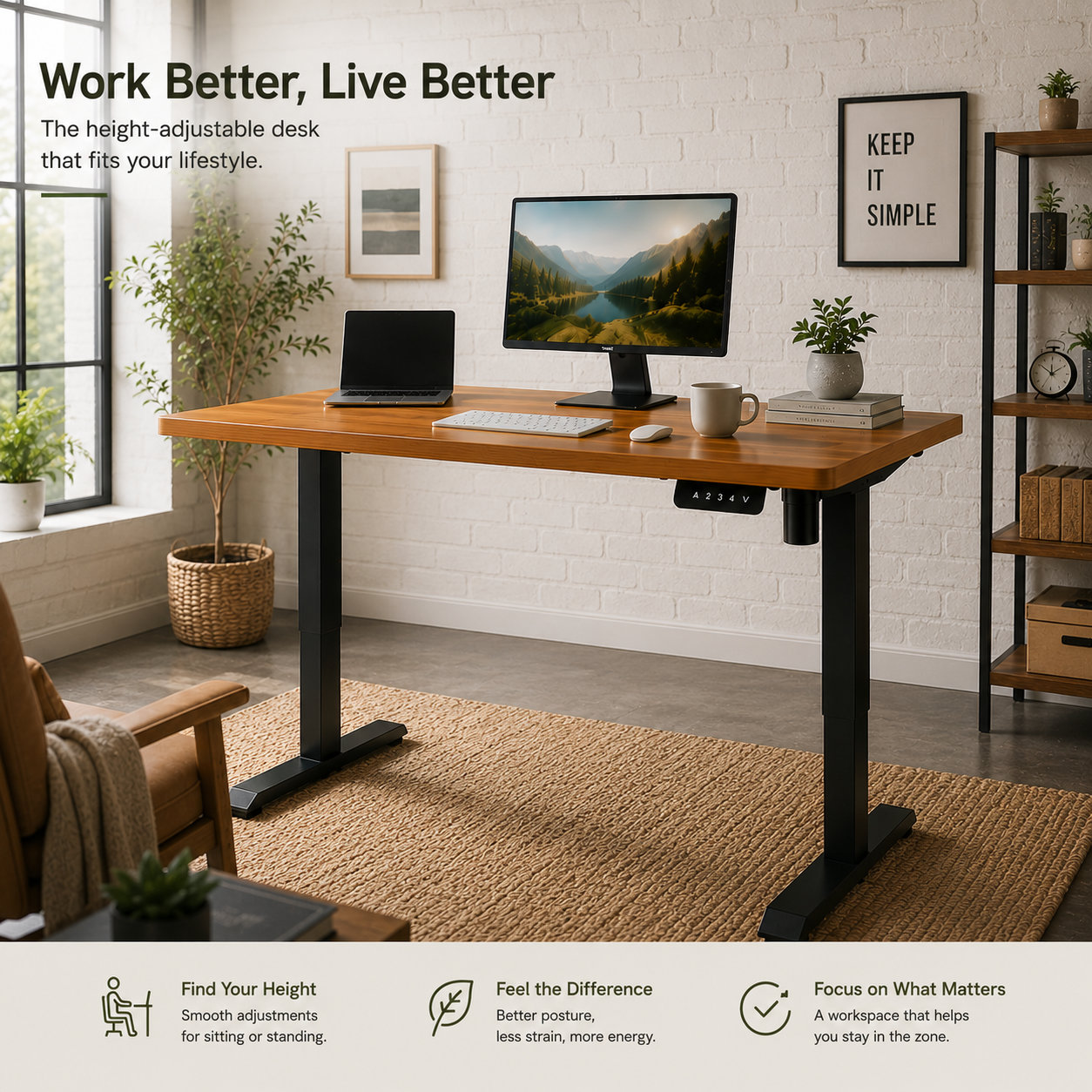 DK-02-01 Single Motor Electric Standing Desk Frame, Wholesale-Grade Budget Reverse-Column Platform for Warehouse Administration Offices