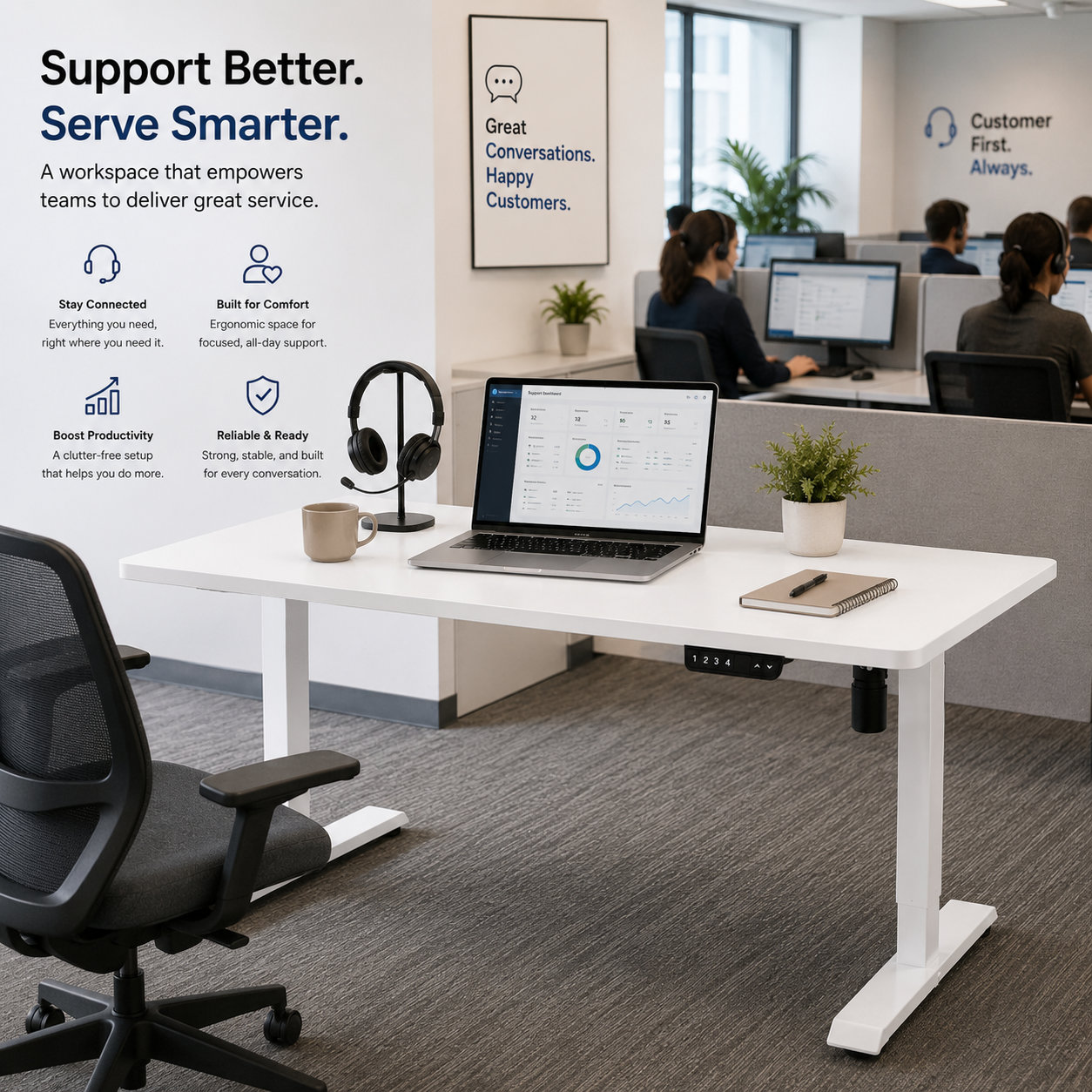 DK-02-01 Economical Motorized Standing Desk Legs, 710-1160 mm Height Range for Coworking and Shared Office Installations