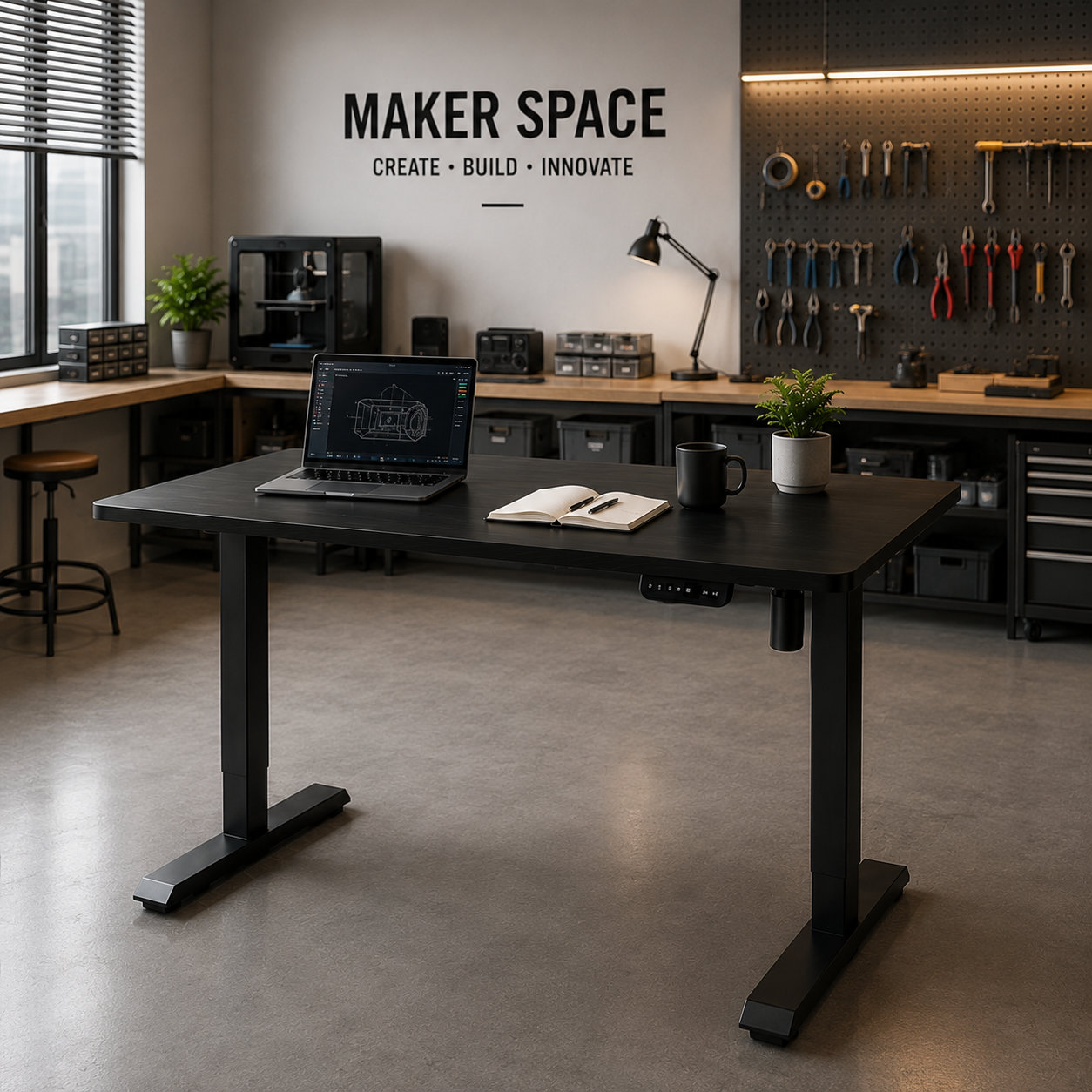 DK-02-01 Low-Cost Electric Sit-Stand Table Frame, Stable T-Style Reversed Columns for E-Commerce Furniture Sellers