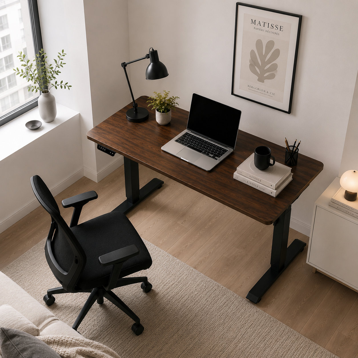 FY-02 Two-Stage Electric Office Table Frame - 950-1450mm Flexible Width for Shared Workspace Fit-Outs
