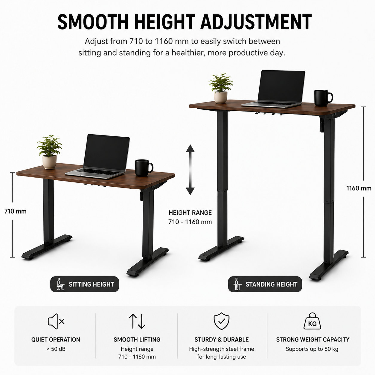 FY-02 Single Motor Two-Stage Electric Workstation Base - 500 mm Telescopic Span for Call Center Desk Projects