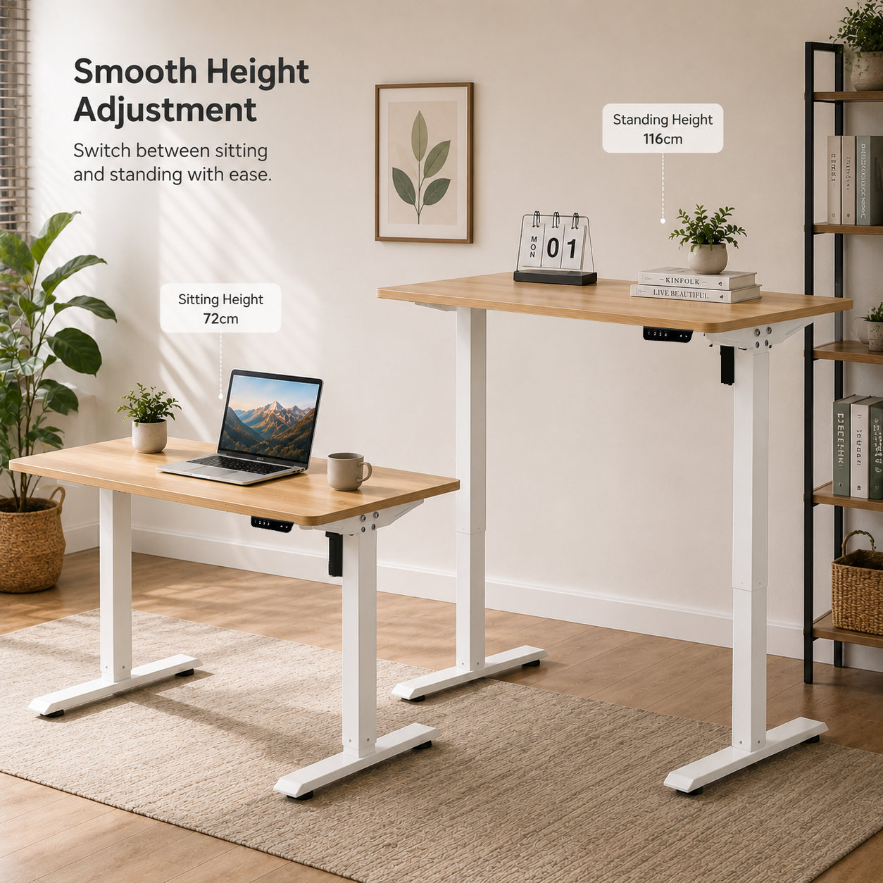 FY-02 Single Motor Electric Sit-Stand Desk Base - Space-Efficient Adjustable Frame for Co-Working Office Projects