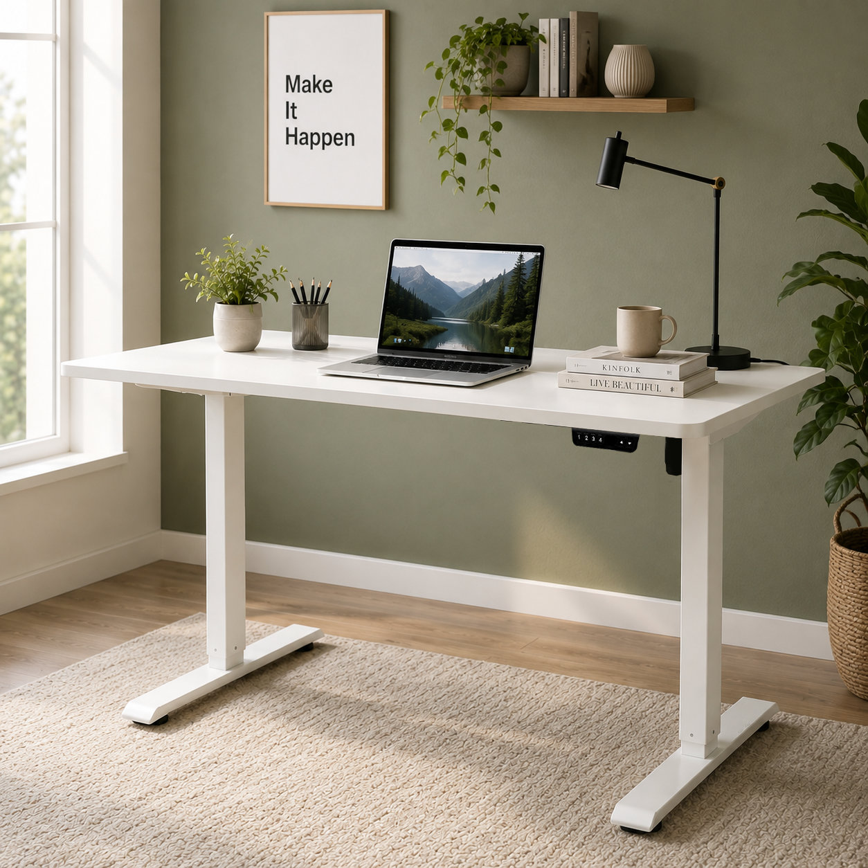 FY-02 Single Motor Electric Lift Table Base - Adjustable Beam for OEM Contract Furniture Programs