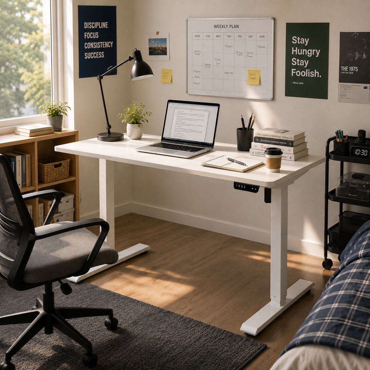 FY-02 Two-Section Single Motor Sit-Stand Desk Frame - 600 mm Stable Feet for Furniture Distributors