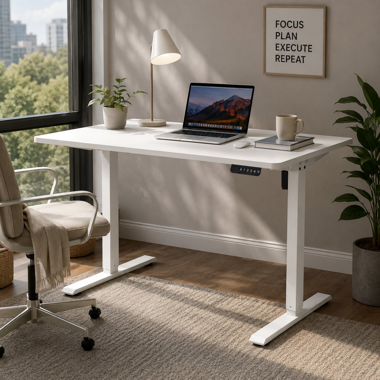 FY-02 Two-Segment Electric Standing Desk Base - Compact 480mm Top Support for Real Estate Agency Offices