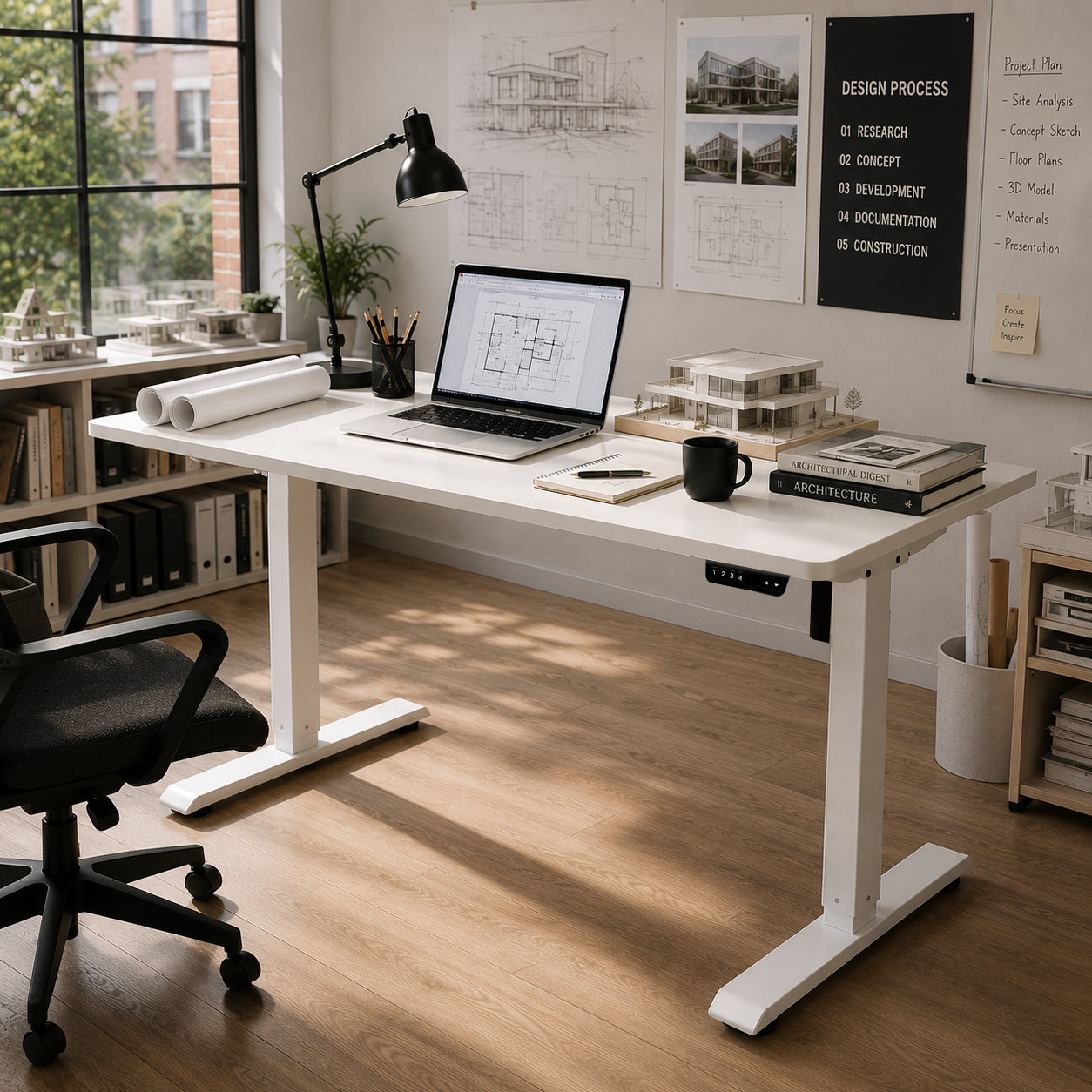 FY-02 Single Motor Electric Two-Stage Desk Frame - Compact 480 mm Top Support for Home Office Programs